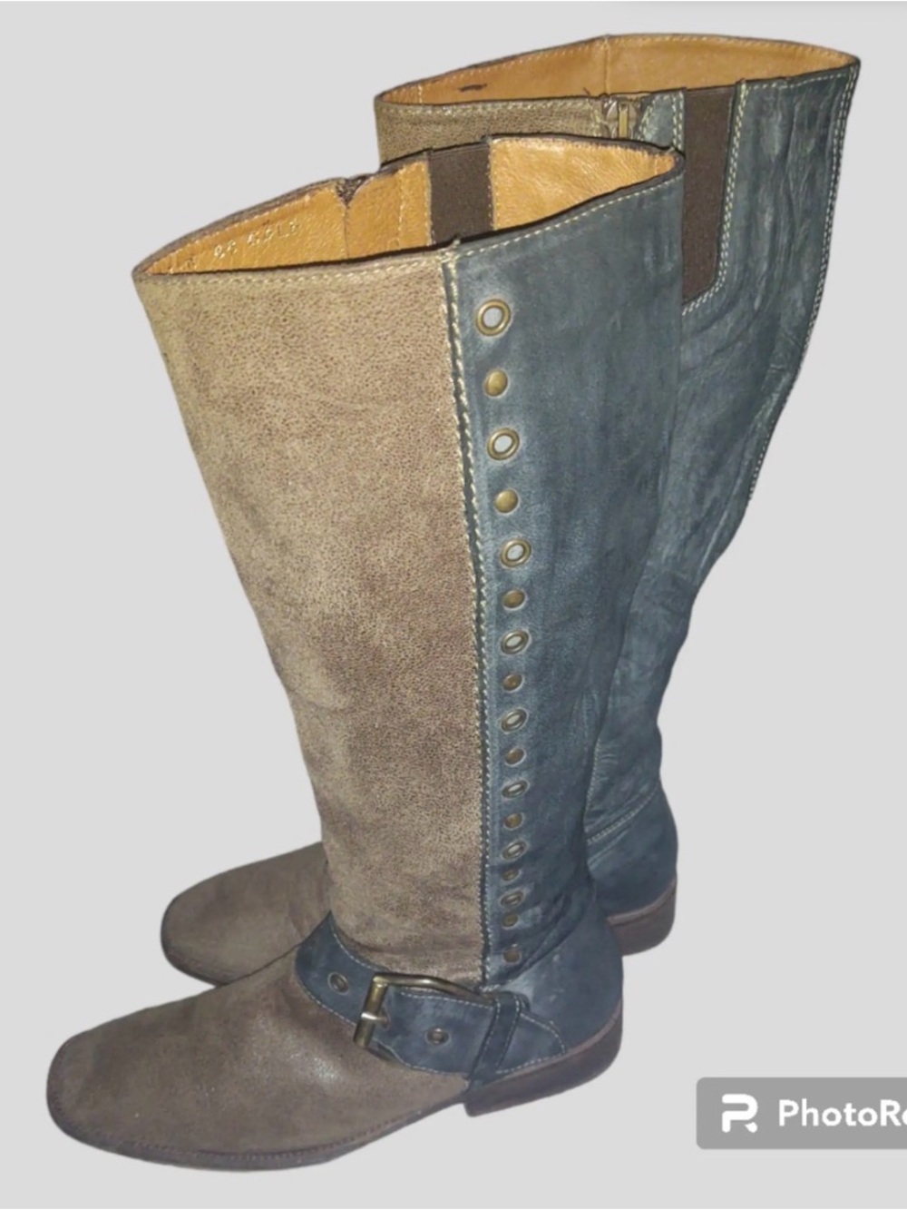 Donald J. Pliner Gale Brown Leather Riding Boots with Ankle Strap